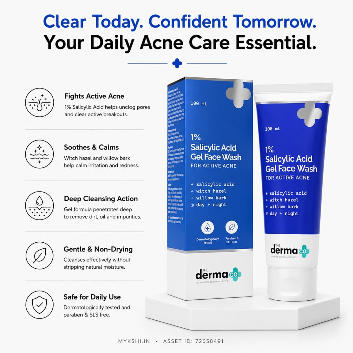 The Derma Co 1% Salicylic Acid Gel Face Wash with Salicylic Acid & Witch Hazel - 100ml