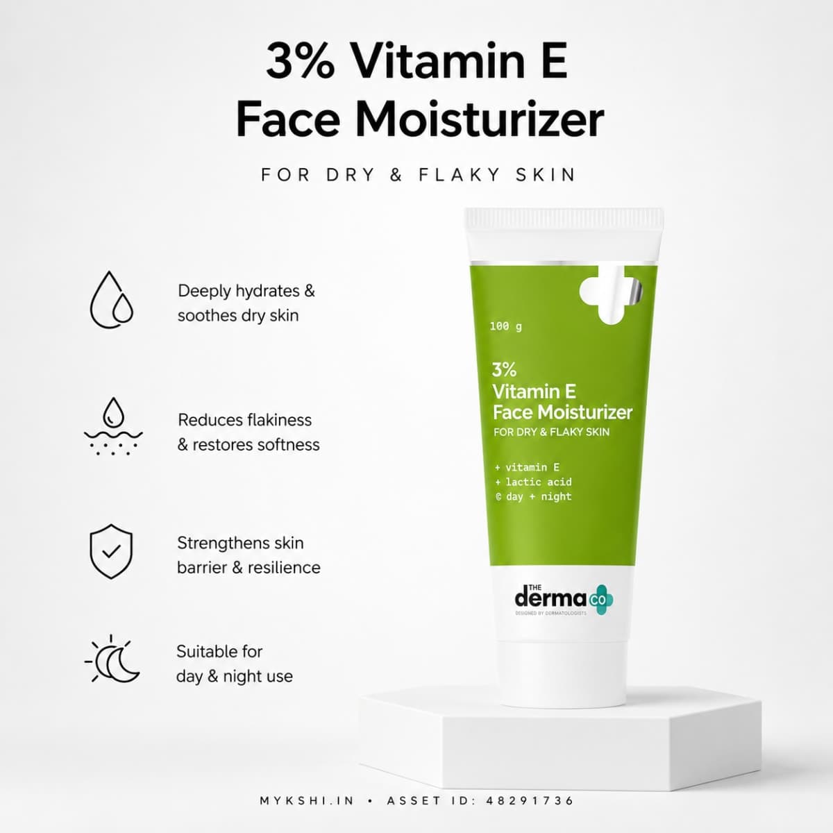 The Derma Co 3% Vitamin E Face Moisturizer With Vitamin E & Lactic Acid - 100g