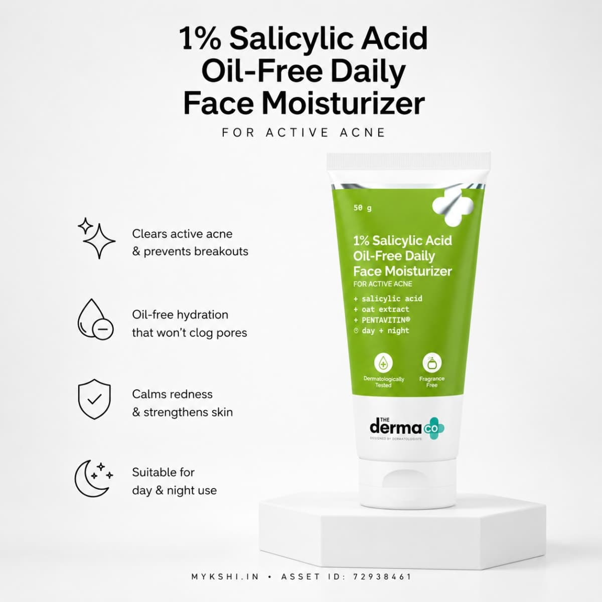 The Derma Co 1% Salicylic Acid Oil-Free Moisturizer For Face with Oat Extract - 50g