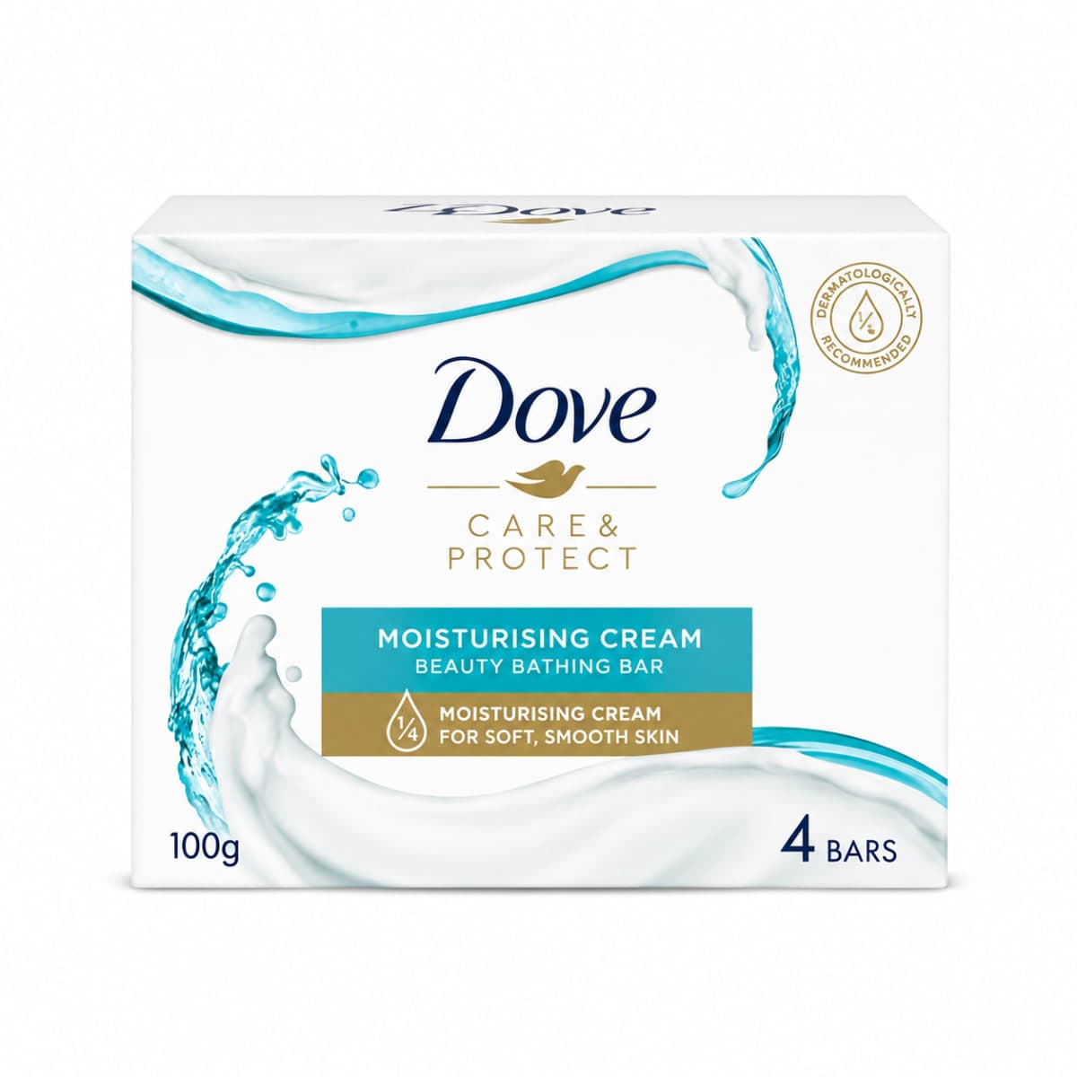 Dove Care & Protect Moisturising Cream Beauty Bathing Bar, 100g Pack of 4