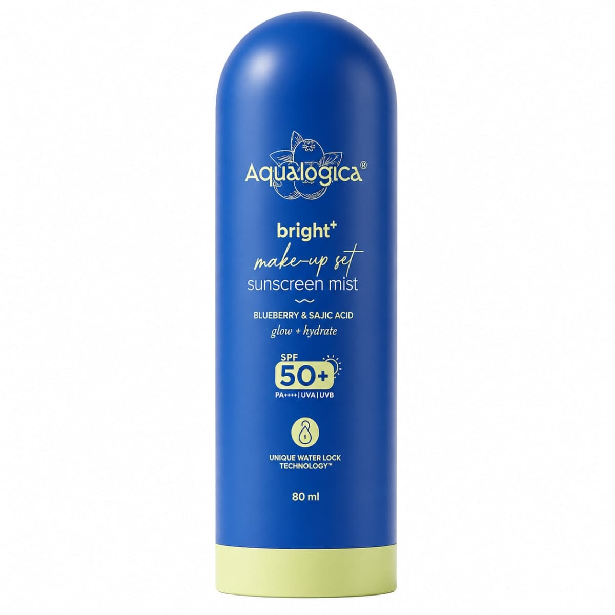 Aqualogica Bright+ Makeup-Set Sunscreen Mist SPF 50+ PA++++ with Blueberry & Kojic Acid 80g