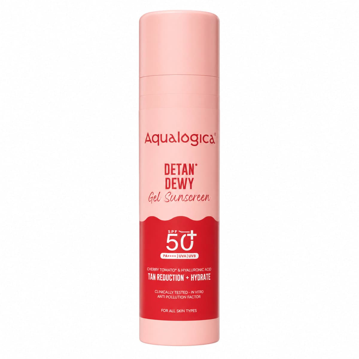 Aqualogica Detan+ Dewy Gel Sunscreen SPF 50+ PA++++ with 2% Kojic-Hyaluron Complex™ & Wild Berries