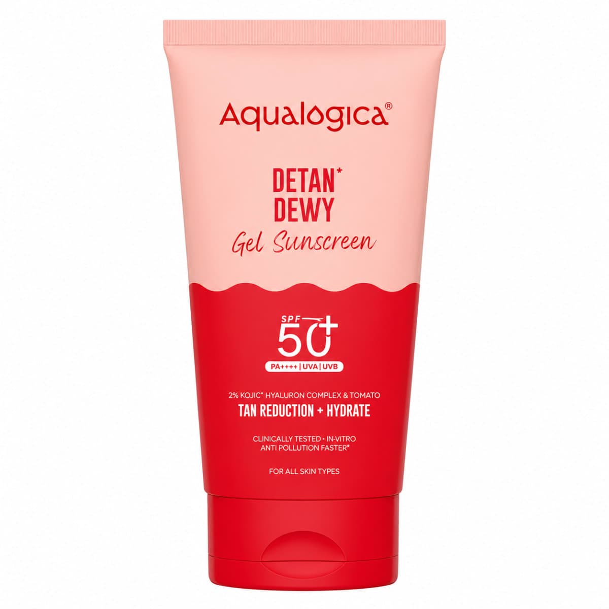 Aqualogica Detan+ Dewy Gel Sunscreen SPF 50+ PA++++ with 2% Kojic-Hyaluron Complex™ & Wild Berries - 80g