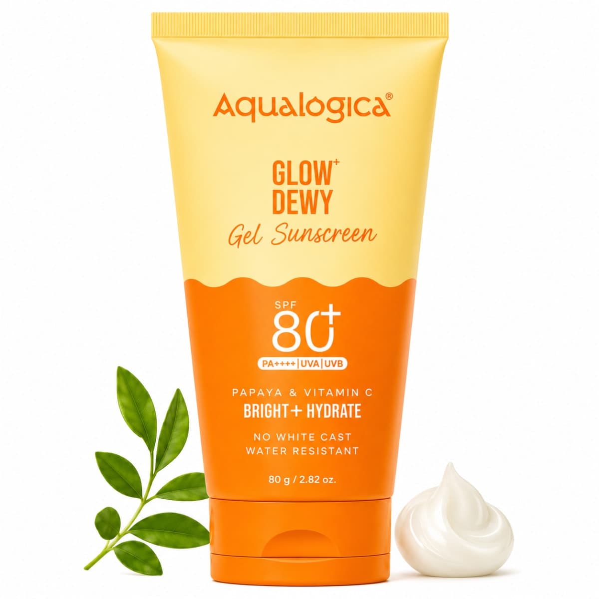Aqualogica Glow+ Dewy Gel Sunscreen In-Vivo Tested SPF 50+ PA++++ with Papaya & Vitamin C - 80g